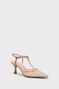 Nude Glitter Mesh Margot Heels