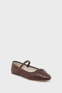 Espresso Woven Leather Leonie Flats