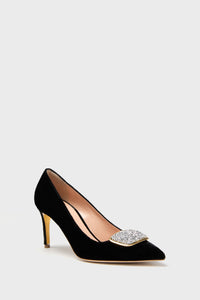 Black Crushed Velvet New Nada Heels